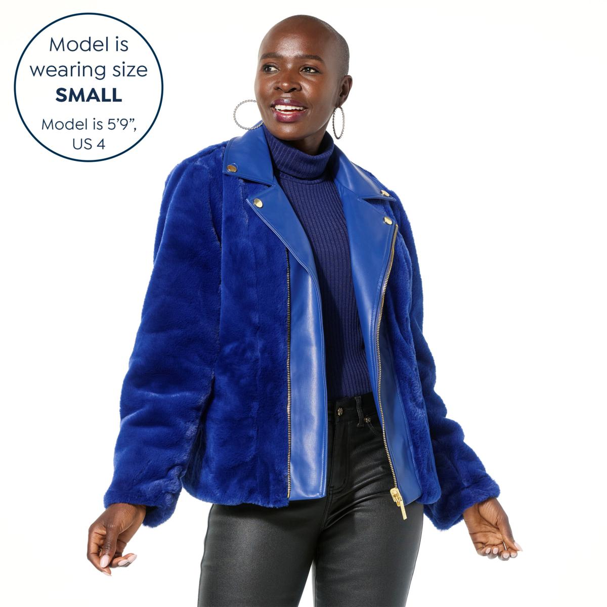 IMAN Global Chic Reversible Faux Fur to Faux Leather Jacket | HSN