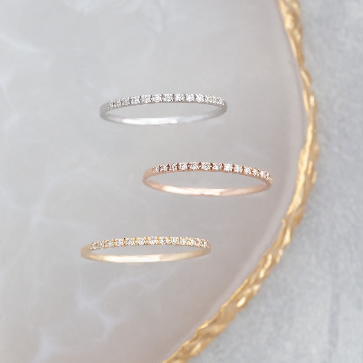 K10 PG/YG/WG ダイヤモンド ハーフエタニティ リング | IKEDA