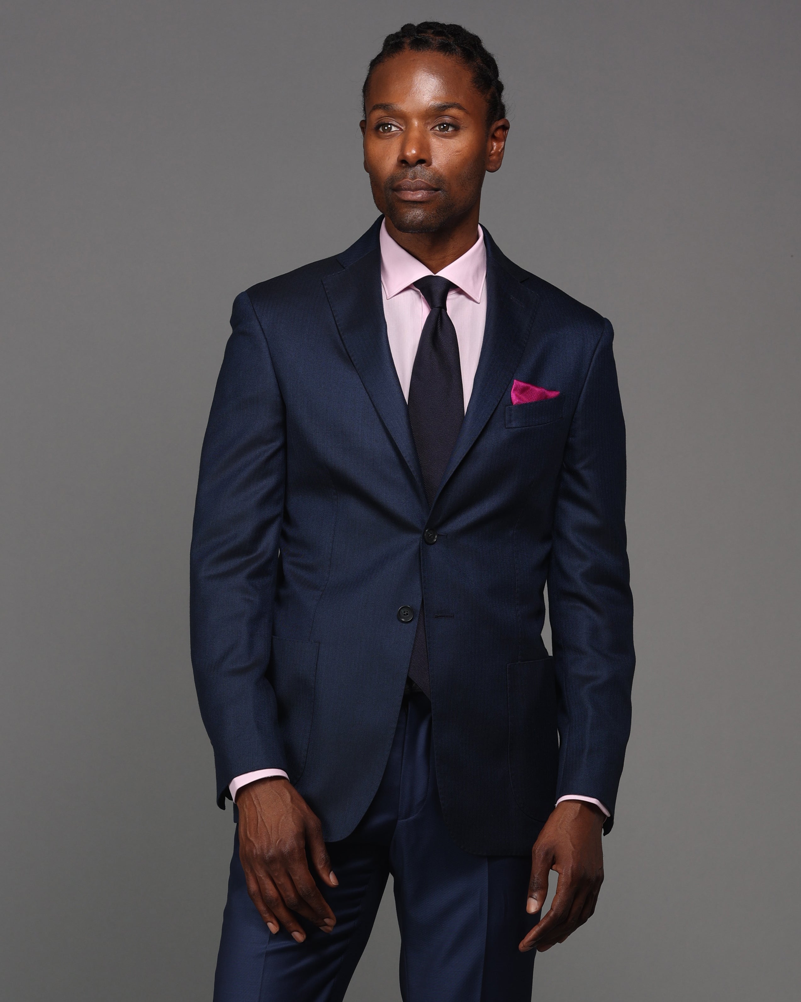 Men's Cashmere Navy Herringbone Sport Coat Jacket – Ike Behar