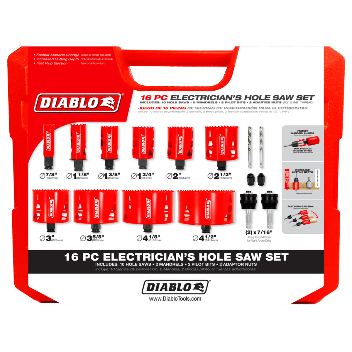 DHS16SEL | Hole Saws | Wood, Metal & Plastics | Bi-Metal Hole Saw Sets