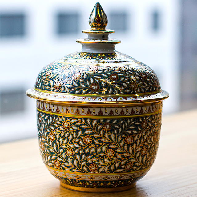 ベンジャロン焼き】壺(高さ18cm×直径12.5cm) / アジアン雑貨イムスアイ