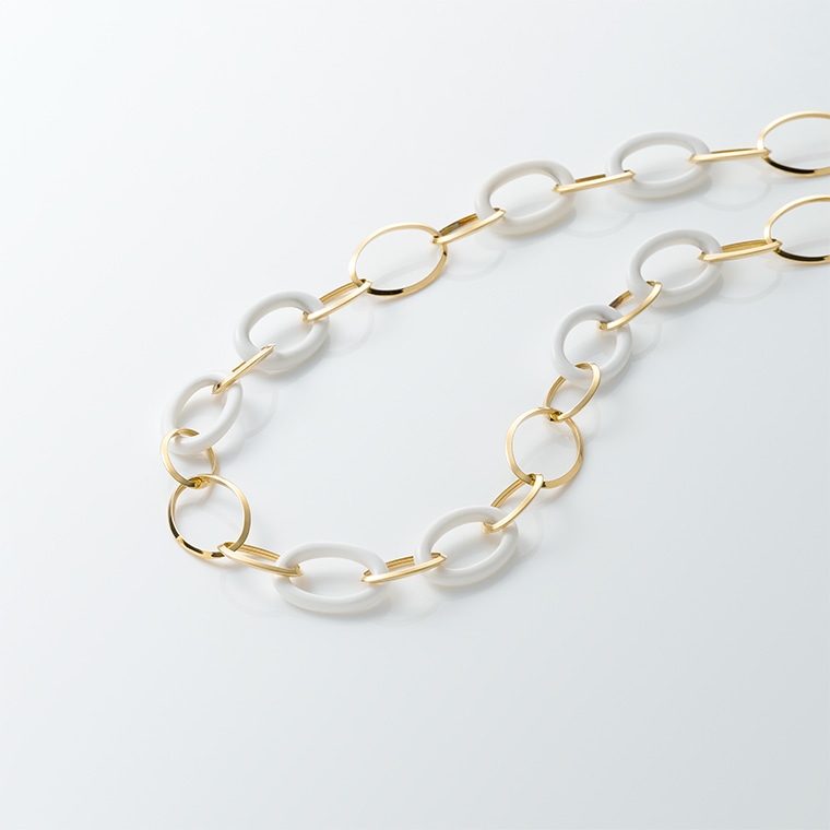 AL004-WC50]K18 ホワイトカルセドニー/ネックレス(ゴールド): Hyacca