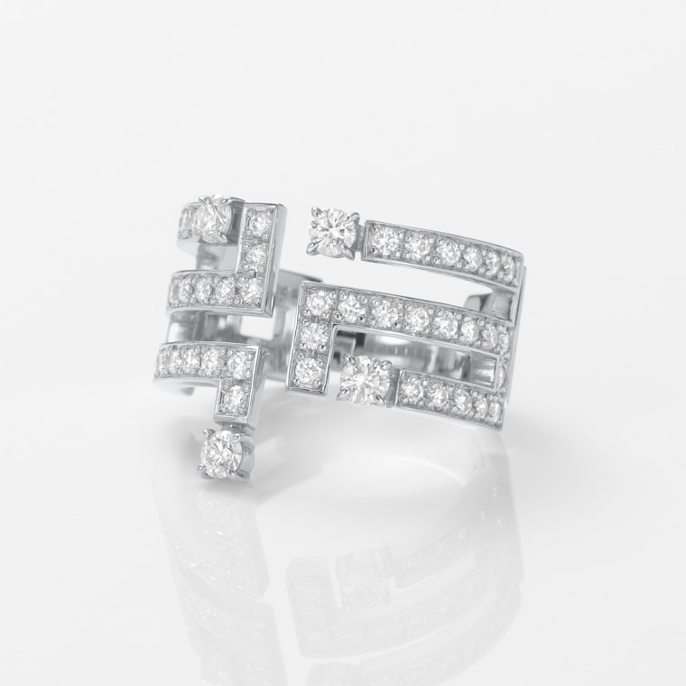 EP005-65]K18WGダイヤモンド/ピンキーリング(ホワイトゴールド