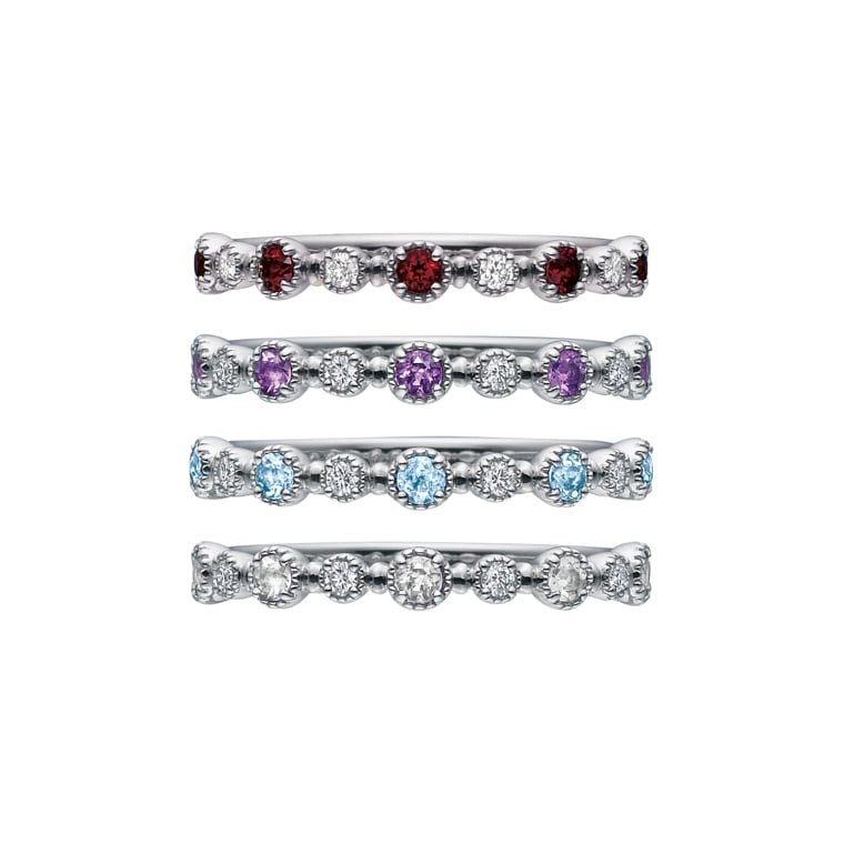 Color Milgrain]Ptアメジスト/ダイヤモンド/リング(プラチナ): ICHAROI