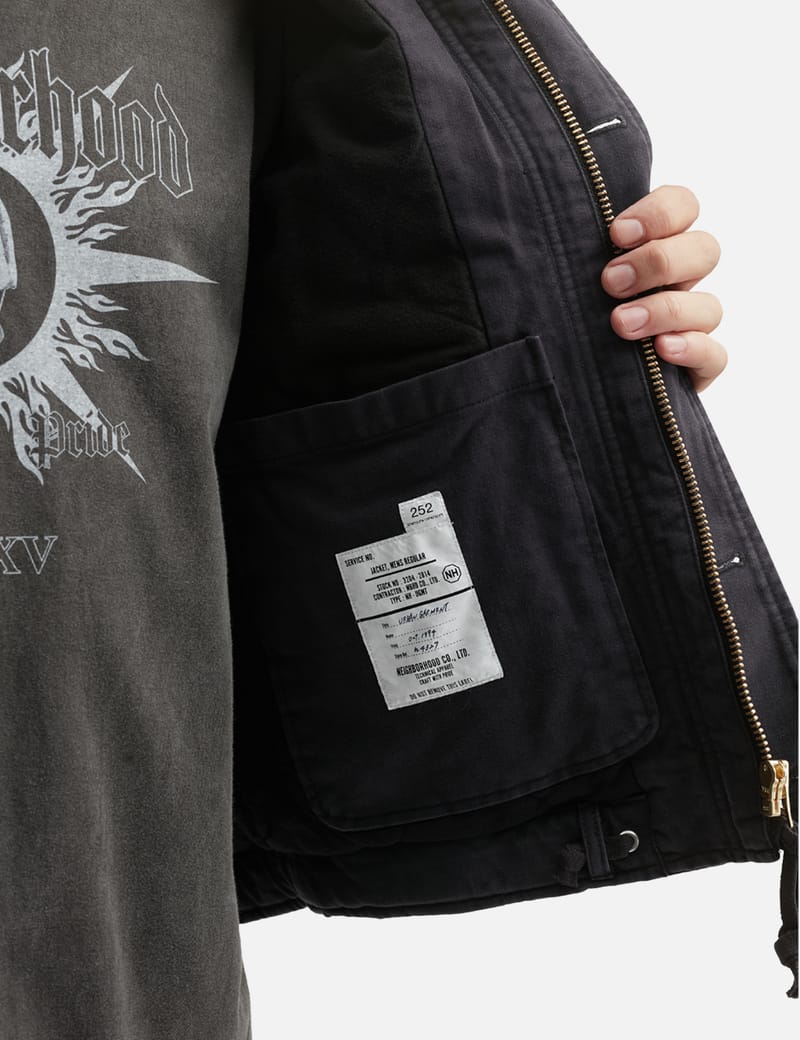 NEIGHBORHOOD N-1 Deck Jacket - 硫化染めジャーマンコードとボア襟