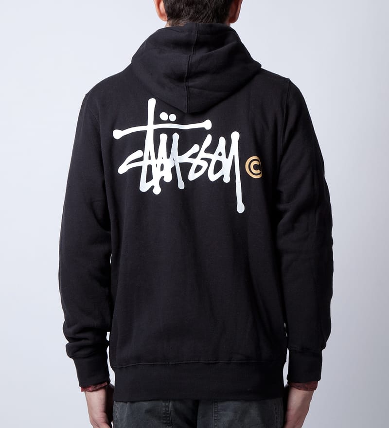 Stüssy - Black Basic Logo Zip Hoodie | HBX
