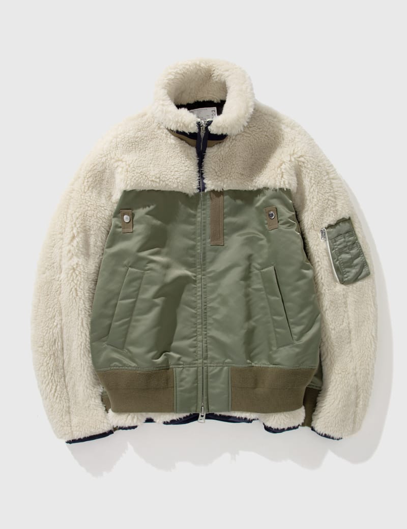 Sacai - Faux Shearling Nylon Twill Blouson | HBX