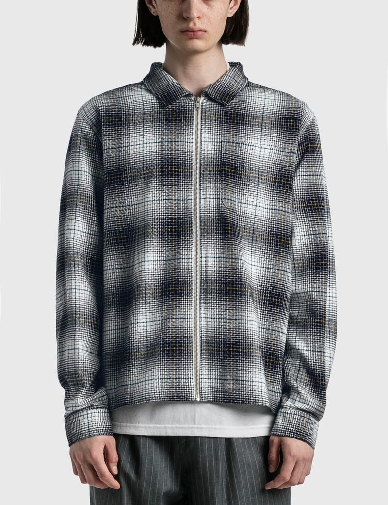 Stüssy - Paul Shadow Plaid Zip Shirt | HBX
