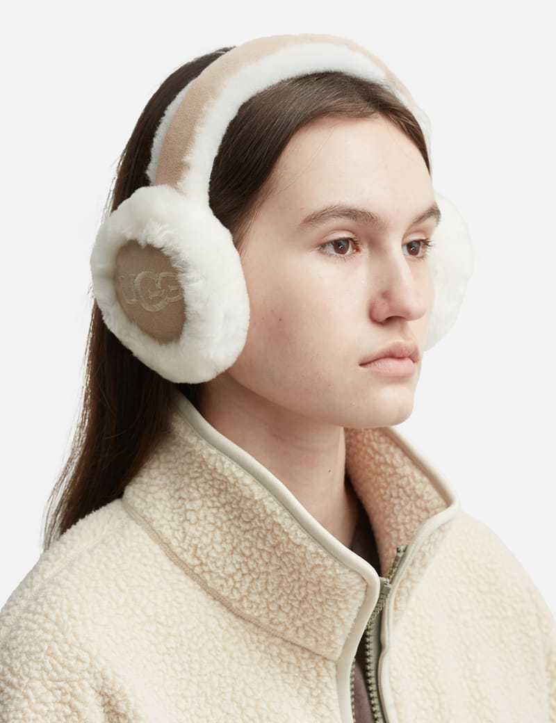 UGG Sheepskin Embroidery Earmuff - Chestnut shearling earmuffs