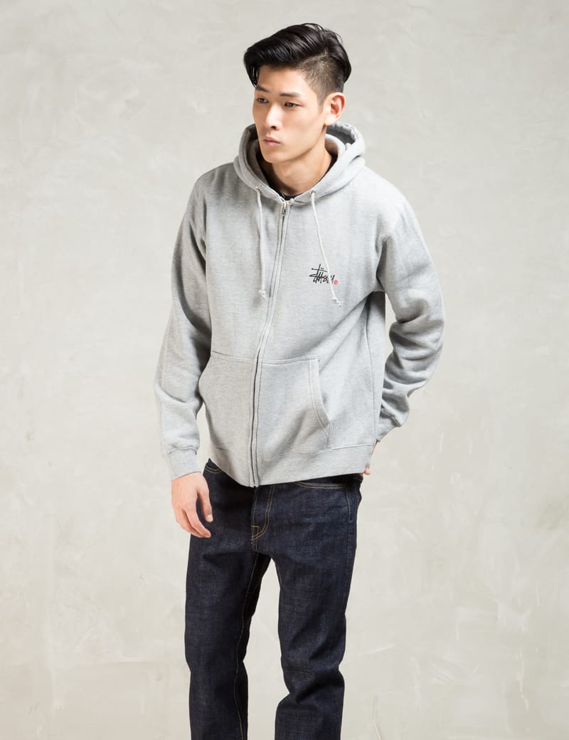 Stüssy - Grey Basic Logo Zip Hoodie | HBX