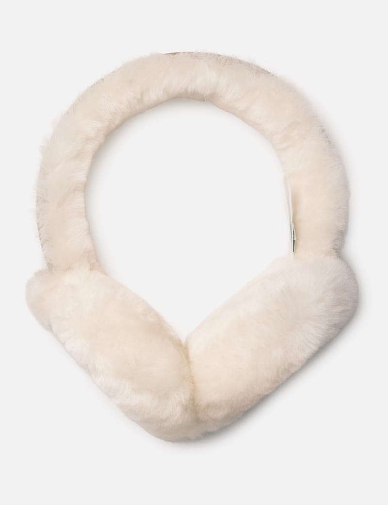 UGG Sheepskin Embroidery Earmuff - Sand shearling earmuffs with
