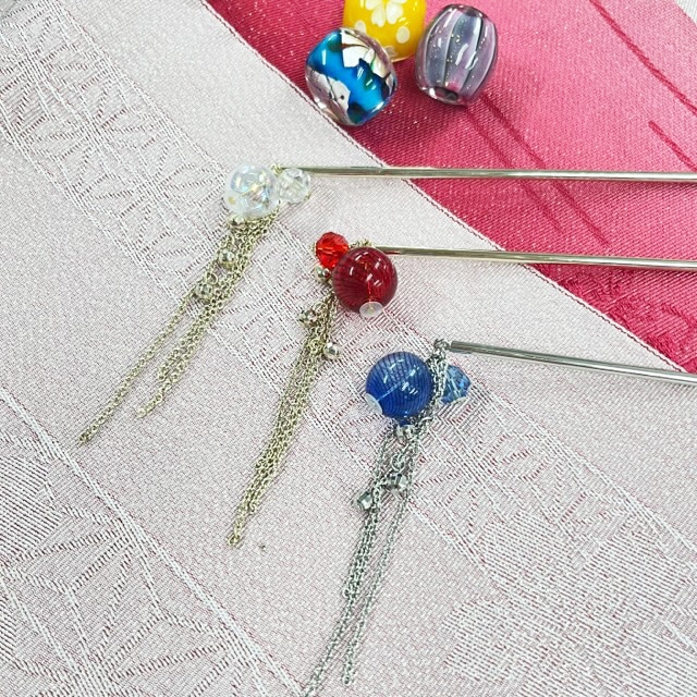 ガラス玉下がりかんざし | 和小物マルシェ(Wakomono Marche) | マルイ