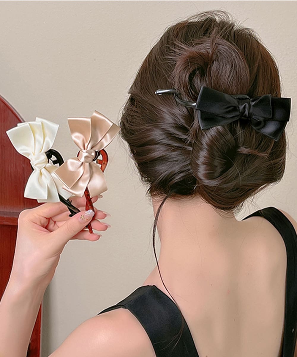 バナナクリップ リボン ヘアクリップ 黒 | ミニミニストア