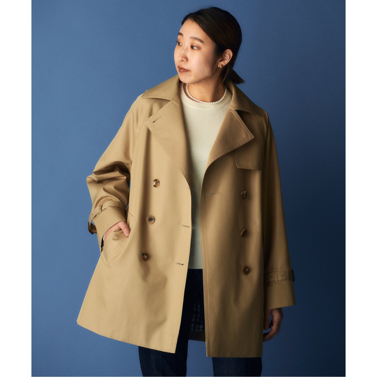 別注【Aquascutum/アクアスキュータム】xLESSAGE ショートトレンチ