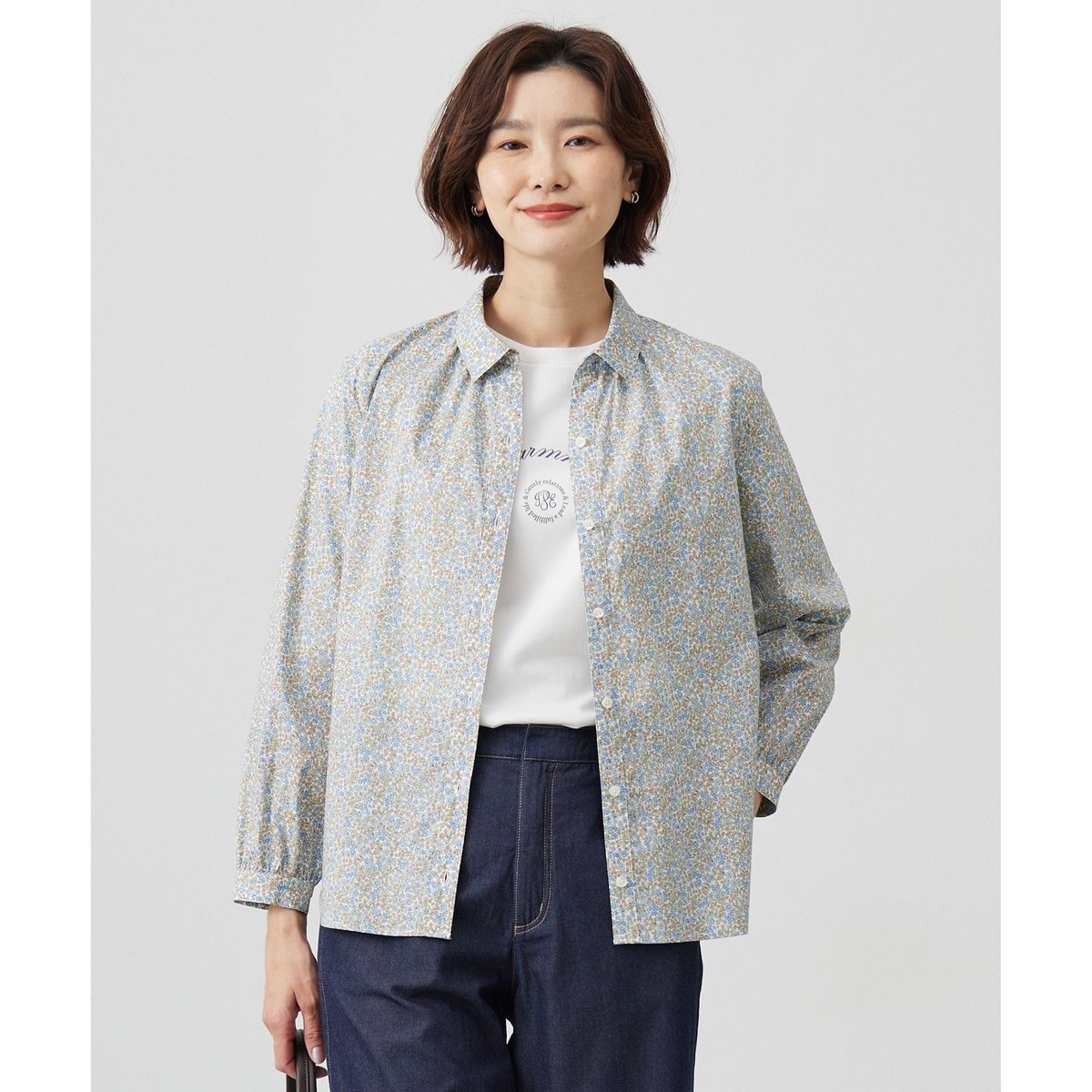 接触冷感/UVカット】ドライスラブストレッチ スキッパー ブラウス | 23