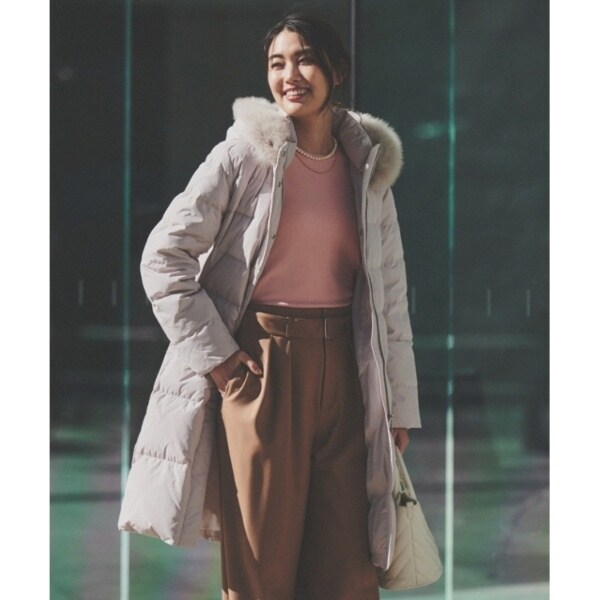 撥水／洗える／フード取り外し】ファー付きロングダウンコート | アン