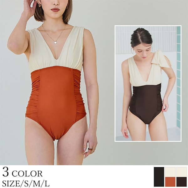 SEA DRESS】深Vﾈｯｸｼﾝﾌﾟﾙﾜﾝﾋﾟｰｽ/水着 | ティティベイト(titivate