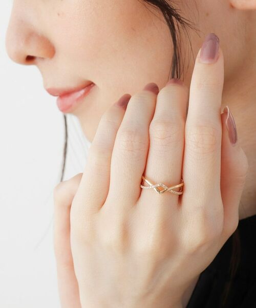 K10ダイヤモンド ひし形クロスリング （リング）｜COCOSHNIK