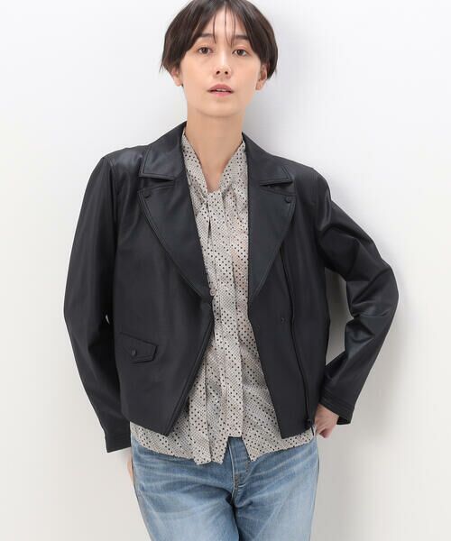 セール】 〔 TALLサイズ 〕 ポンチフェイクレザーエンボス ライダース