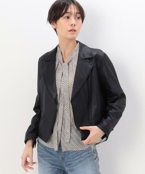 セール】 〔 TALLサイズ 〕 ポンチフェイクレザーエンボス ライダース