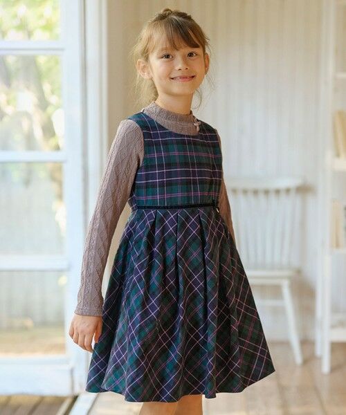 セール】 チェックジャンパースカート （ロング・マキシ丈ワンピース