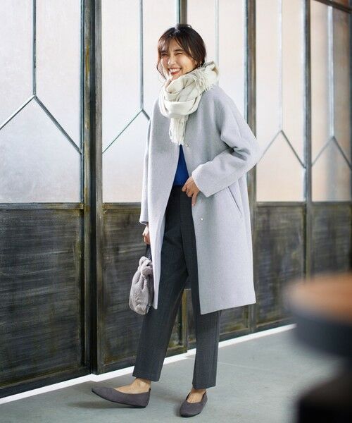 セール】 ウールブレンド ノーカラーコート （その他アウター）｜ANY