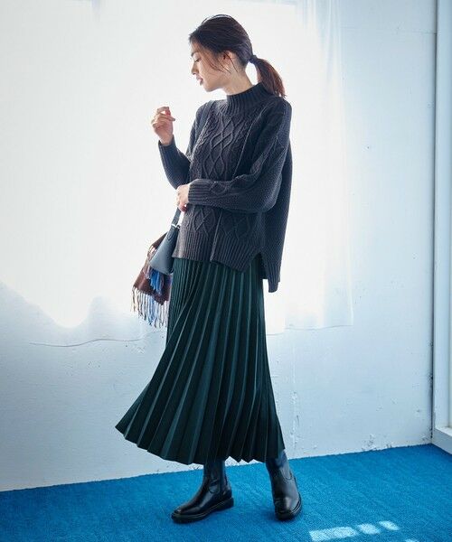 セール】 【6色展開】ソフトアクリルハイネックケーブルニット