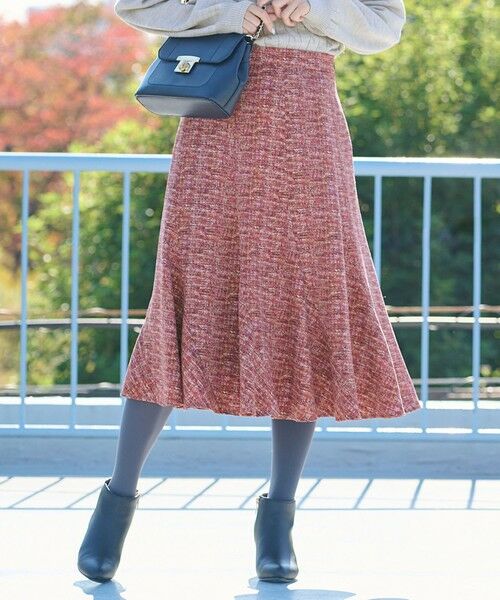 セール】 【洗える】ツイーディプリント スカート （ミニ・ひざ丈