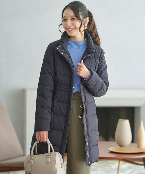 セール】 【撥水・洗える】美シルエットスタンドロング ダウン