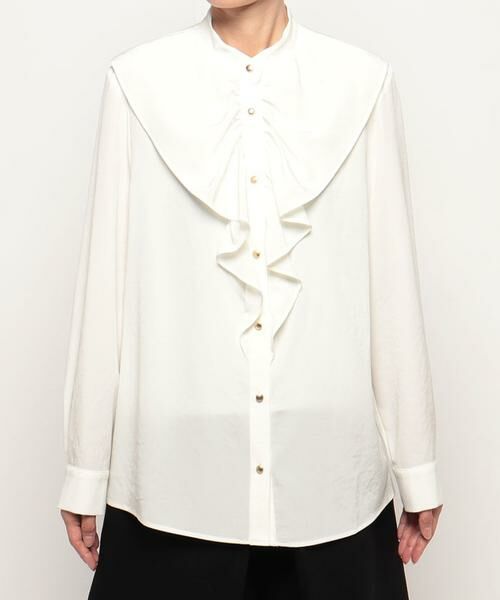 セール】 トリアセポリエステルフロントフリルブラウス （シャツ