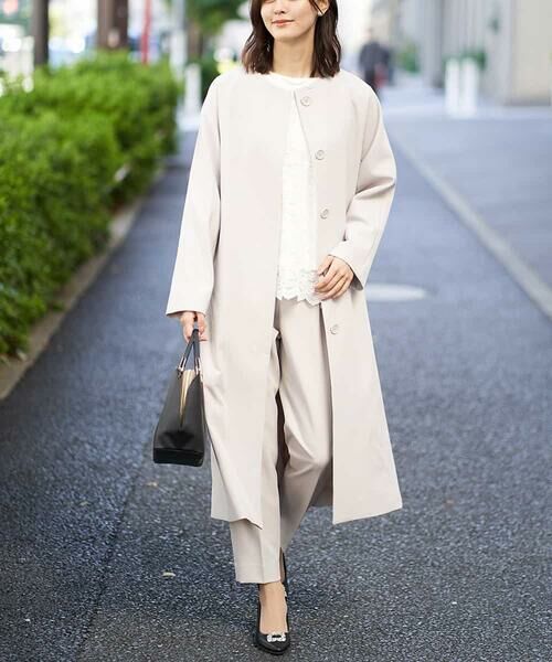 セール】 【2WAY】ノーカラーロングコート （ノーカラージャケット