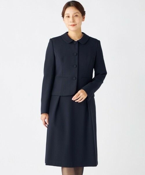 お受験/セレモニーに】濃紺洗える/ストレッチワンピース+ジャケット