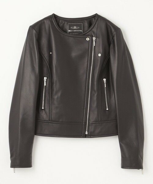 セール】 ノーカラーレザーライダースジャケット （レザーブルゾン
