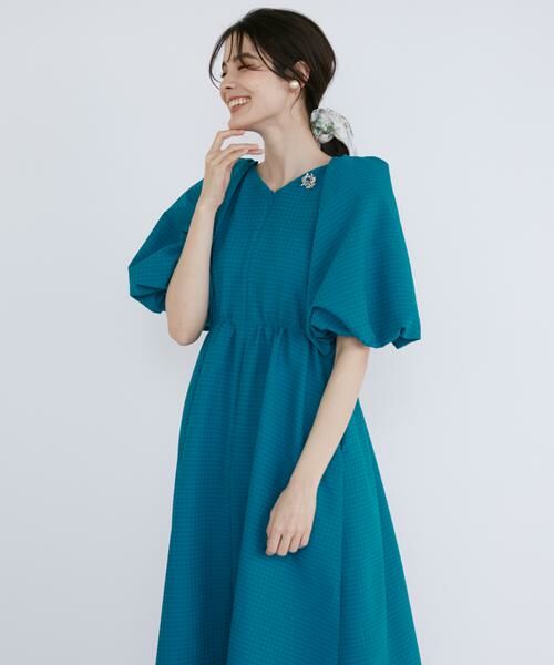 セール】 《プラスサイズ》バルーンスリーブワンピース （ロング