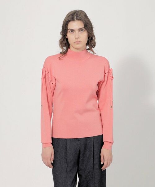 セール】 スーパーファインウール レースアップニットプルオーバー