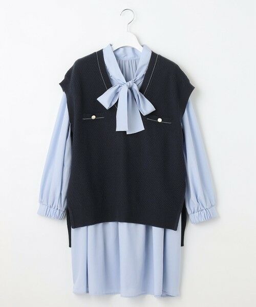 セール】 【セットアイテム】2WAYリボンタイ ワンピース × ニット