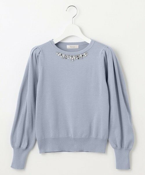 セール】 【洗える】ビジュー襟 プルオーバーニット （ニット