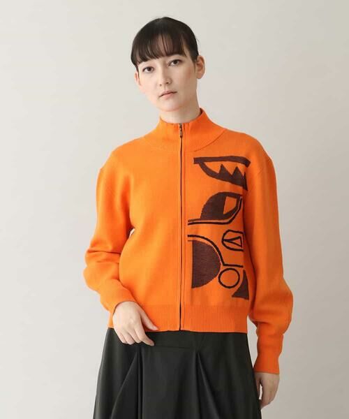 セール】 モチーフデザインジャカードニットブルゾン/洗える （その他