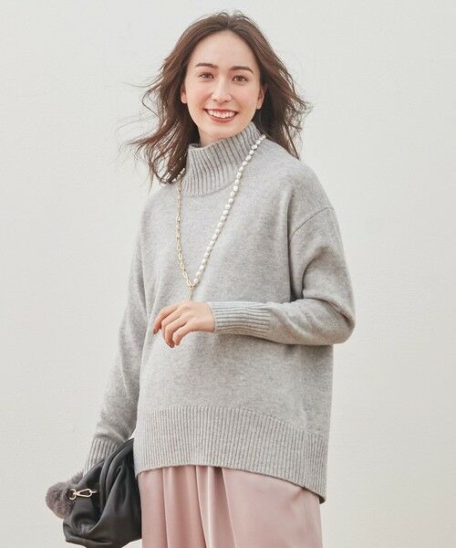セール】 【洗える】ウールカシミヤブレンド ハイネックニット