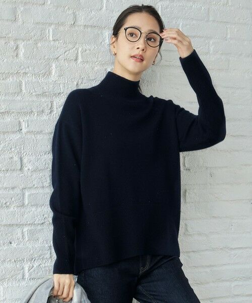 洗える】ウールカシミヤブレンドラメスパンコールハイネック ニット