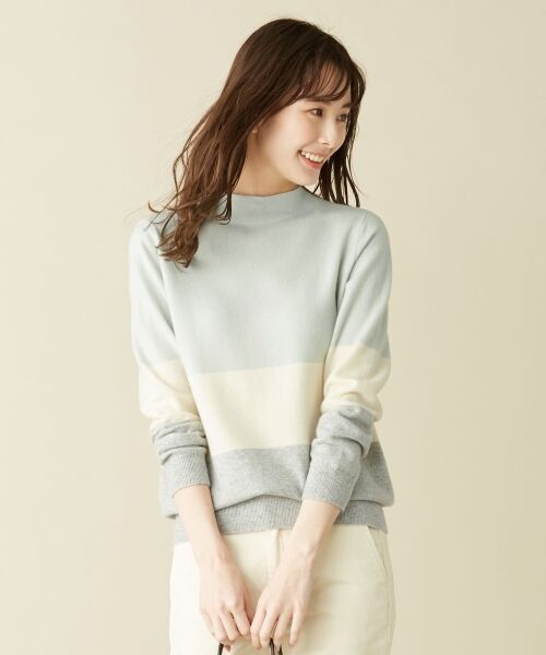 セール】 【洗える】カシミヤブレンド2 カラーブロック ニット