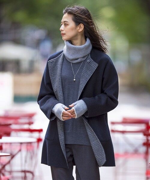 セール】 【リバーシブル】ウールナイロン リバー チェック ミドル