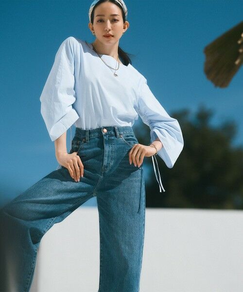 セール】 【一部店舗限定】23区DENIM ストレッチ ワイドパンツ