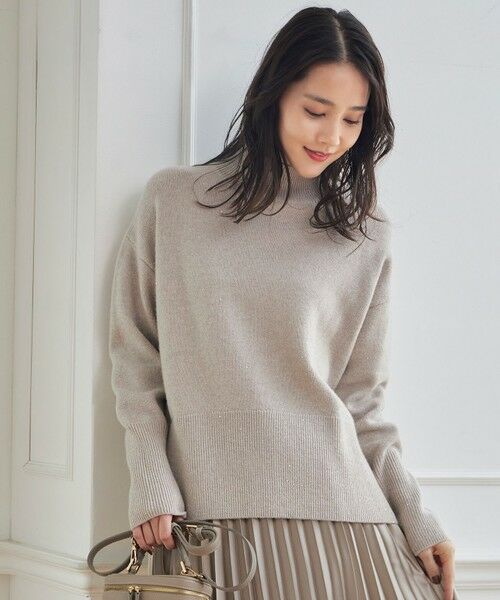 洗える】ウールカシミヤブレンドラメスパンコールハイネック ニット