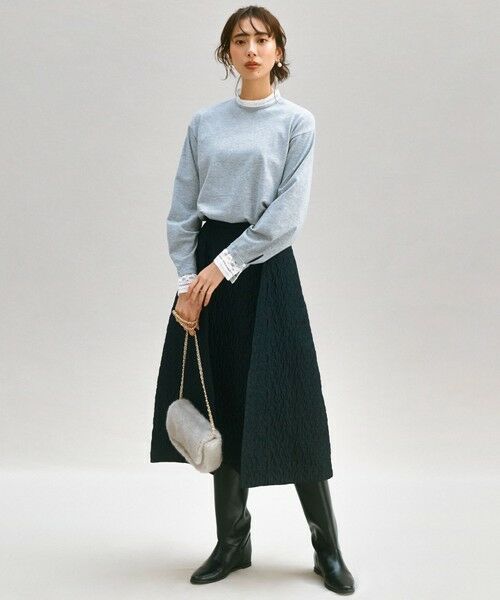 セール】 【洗える】ヴィスコースストレッチ レースコンビ ニット