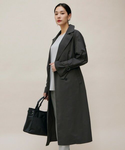 セール】 【撥水加工】メモリーストレッチタフタ トレンチコート