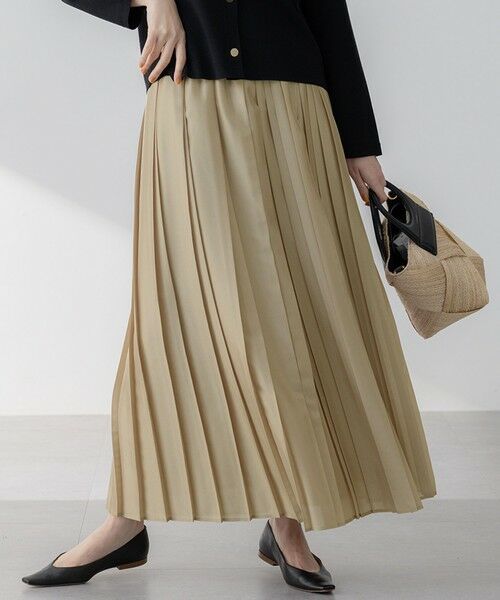 セール】 【洗える】シアーコンビ プリーツ スカート （ロング・マキシ