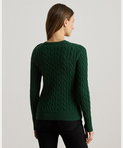 セール】 ボタントリム ケーブルニット コットン セーター （ニット