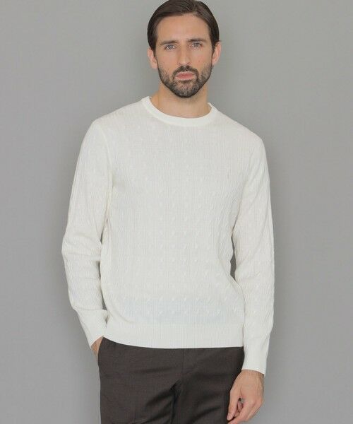 セール】 【WEB・一部店舗限定】ハイゲージケーブルクルーネックニット
