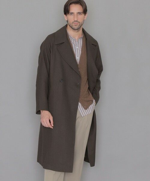 セール】 【HADSTON DOUBLE】ウールシルクリバーダブルブレストコート